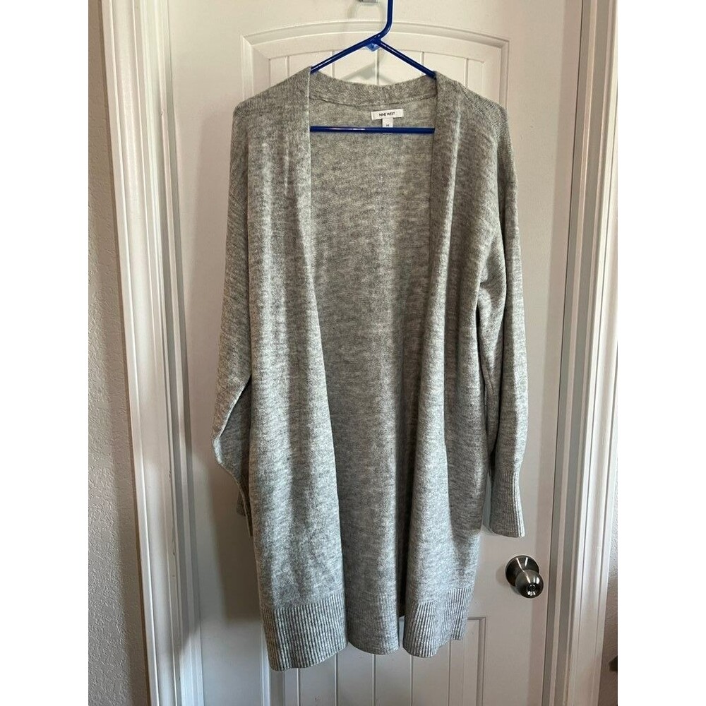 Nine West Women's Gray Open Front Cardigan Sweater - Size M